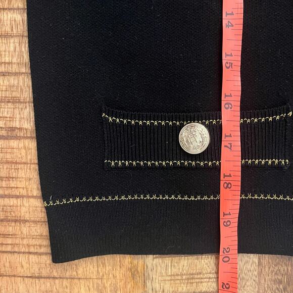 Roch Perel Collared Cardigan XS Black Button Chic Minimalist Quiet Luxury Work - Picture 9 of 10